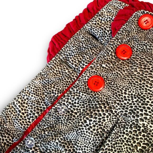Size 5 Girls Jacket Animal Print Leopard Coat Penelope Mack red black white - Picture 9 of 14